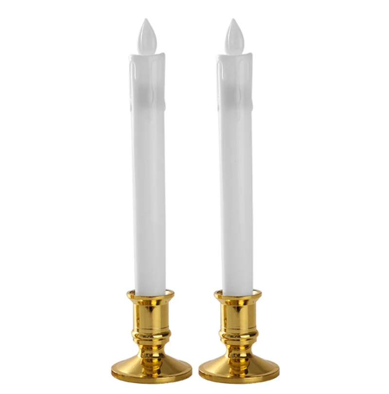 White with Base 100 шт беспламенные светодиодные свечи электрические огни со съемными базами длинные свечи лампы Декор на свадьбу День рождения - Цвет: White with Base