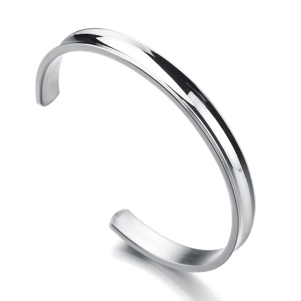 Серебряный классический простой дизайн женский браслет из нержавеющей стали