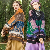 europe vintage pullover women loose knitted sweater v neck full sleeve autumn winter jumper soft femal clothe
