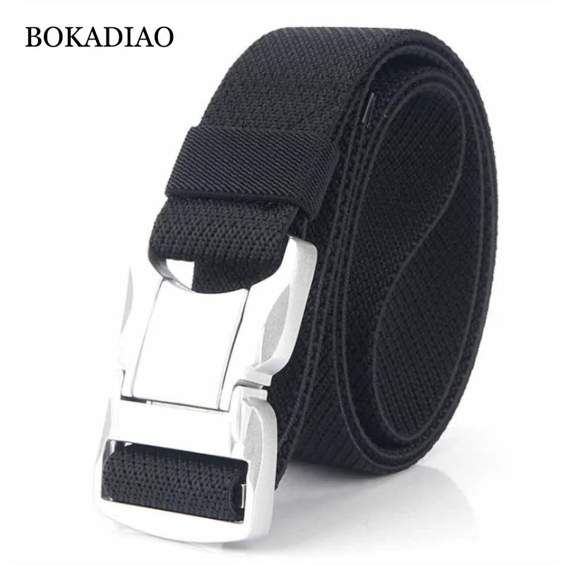 BOKADIAO Military Combat Stretch elastic nylon Belt Aluminum buckle Tactical Belts for men Outdoor Training Waistband male strap