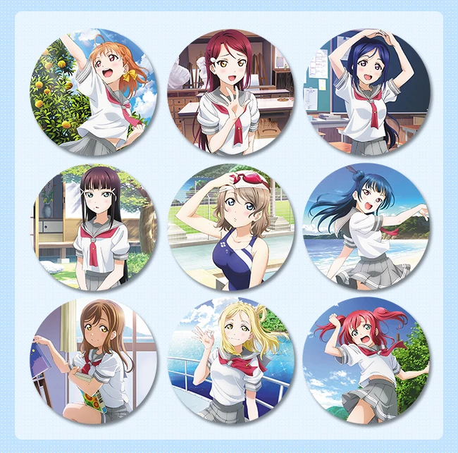 1 шт. 58 мм аниме LoveLive!Sunshine Aqours para mochila милые Значки для девочек значки rooch