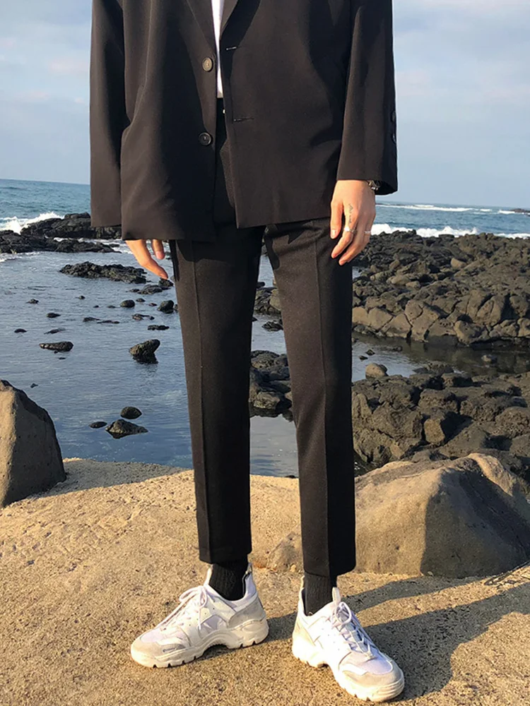 

Мужская одежда, осенние модные Костюмные брюки, новинка 2020, корейские модные облегающие повседневные брюки, черная модель телефона для мужч...