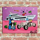 HD Печать Alec Монополия картина маслом домашний декор Монополия группа с яхтой и автомобилем холст печать декор комнаты