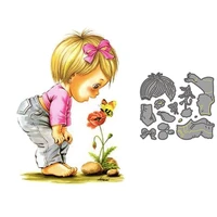 cute baby with bowknot metal cutting dies new flower craft dies stamp set mold for scrapbooking invitation die gift card decor