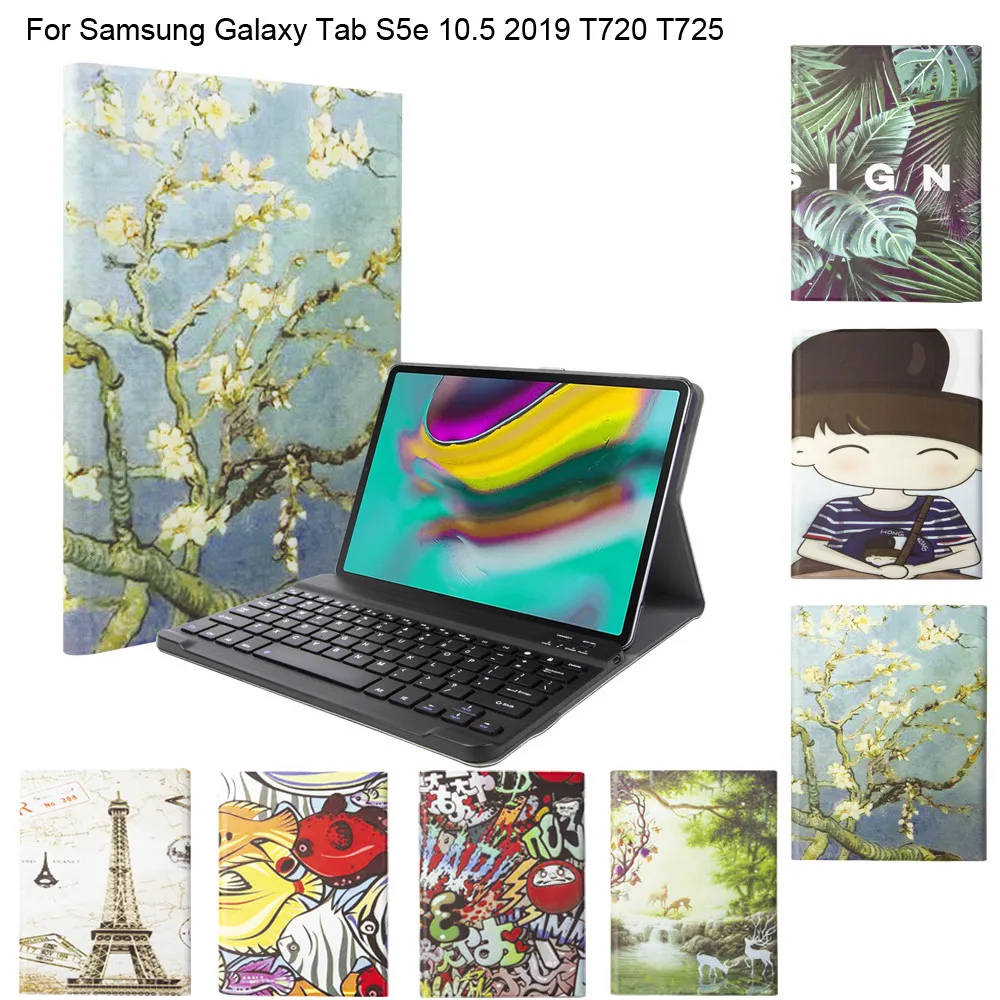Bluetooth клавиатура с мультяшным принтом чехол для Samsung Galaxy Tab S5e 10 5 дюймов 2019 T720 T725