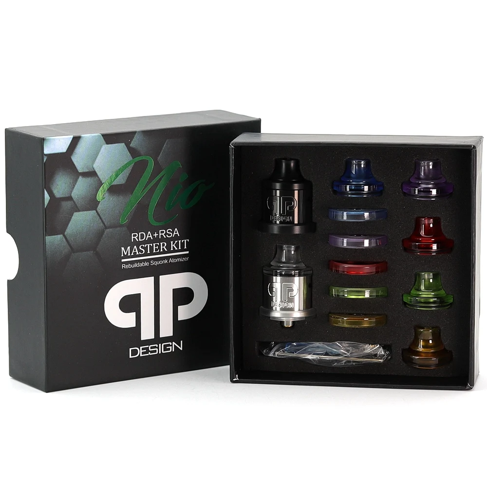 

VapSea QP Design Nio RDA Single coil 22mm rda atomizer Top airflow intake adjustable 316ss E Cigarette Vaporizer atomizer tank
