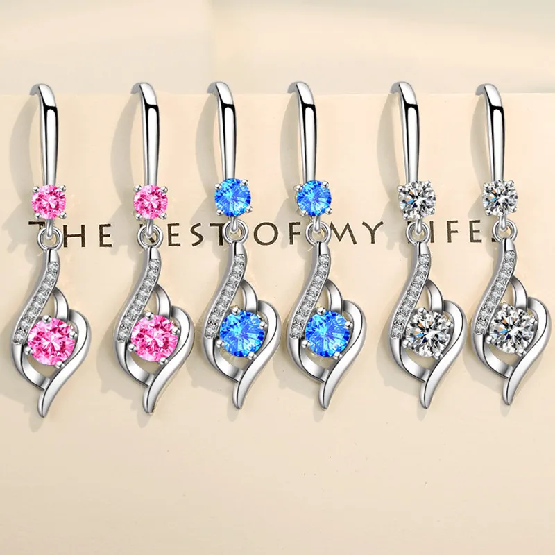 

Shiny Micro Crystal Paved Charming Drop Earrings For Women AAA Zircon Twisted Geometric Dangle Earring Piercing Ear Jewelry Gift