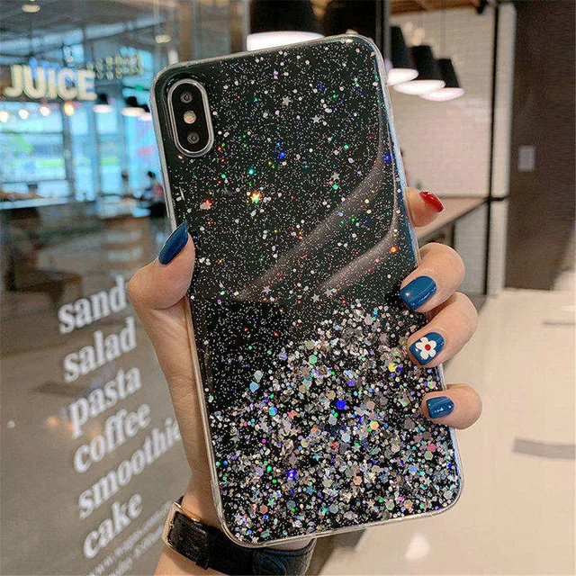 Lovebay чехол для телефона для iPhone 11, 6, 6 S, 7, 8 Plus, X, XR, XS, 11Pro, Max, гальваническое покрытие, звездная волна, прозрачный мягкий ТПУ чехол для iPhone X - Цвет: AC7236B