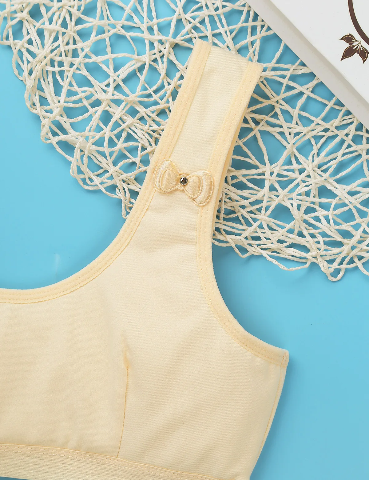 Спортивные бюстгальтеры для девочек милые хлопковые ярких цветов с бантиками