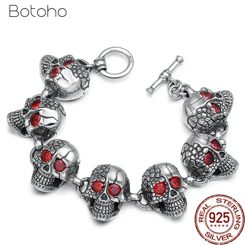 100% 925 пробы Серебряный крутой мужской стальной высококачественный Байкерский