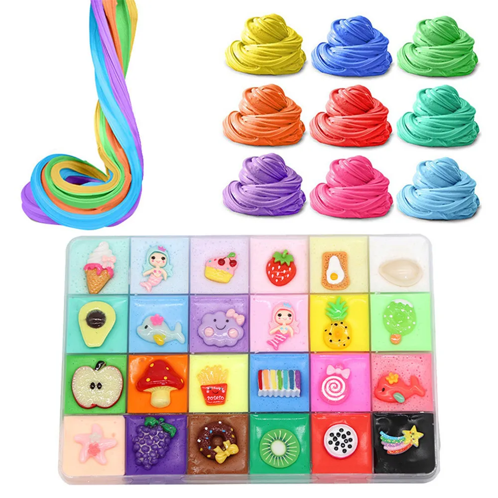 500 мл 24 цвета Радужный слизик пушистый поплавок мягкая глиняная игрушка Хлопок