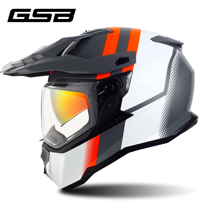 

Шлем GSB XP-22 для мотокросса, съемный, для ралли, бездорожья, мотоцикла, хромированный, красный, солнцезащитный, для мужчин и женщин