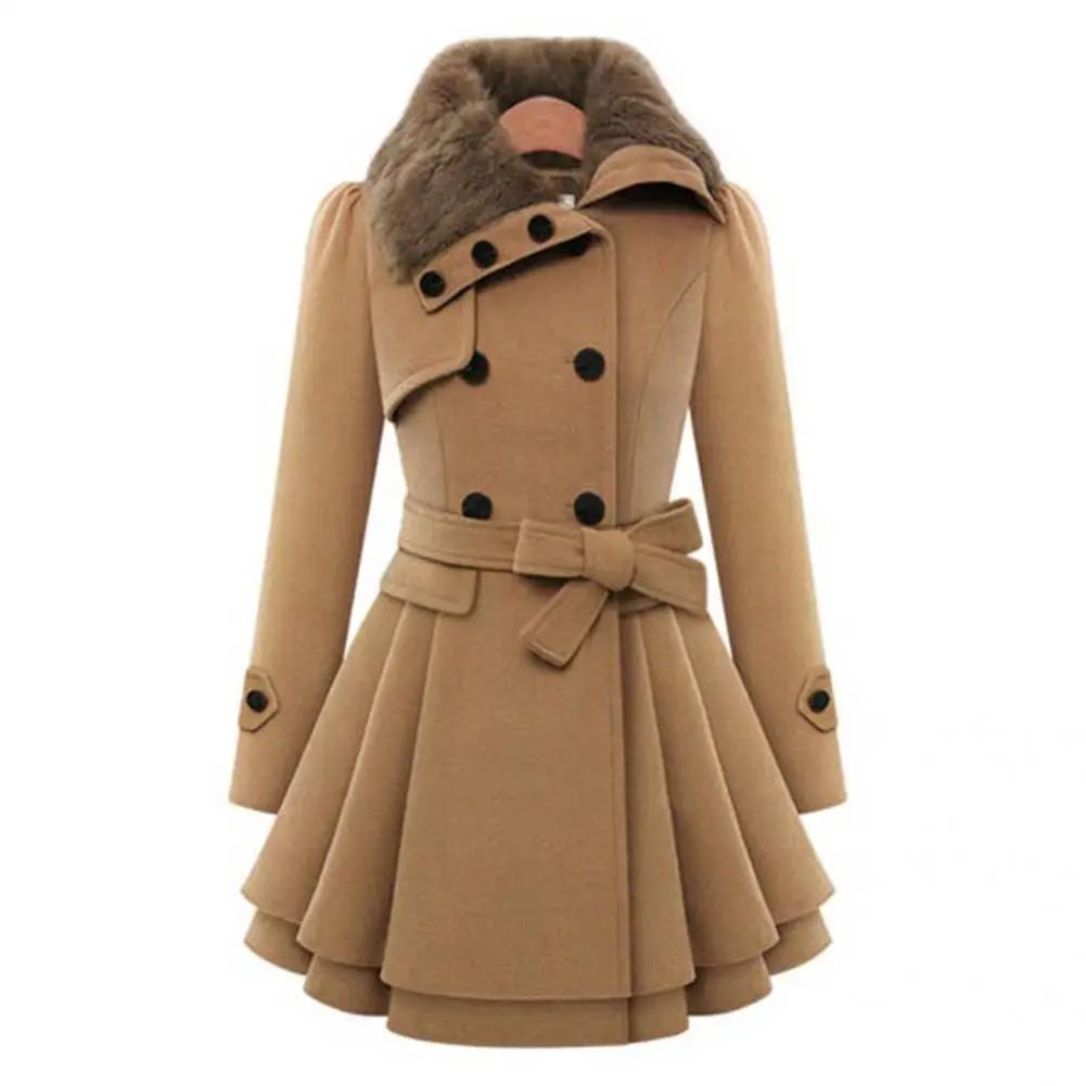 

Ladies Casual Pure Color Lapel Overcoat Autumn Winter Wrap Coat Solid Color for Party