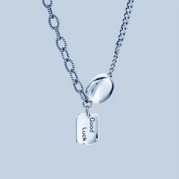 

Square Letter Necklace Korean Creative Letter GOODLUCK Bean Lucky Necklace Accessories Q1289