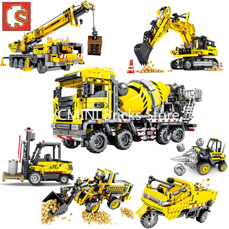 Конструктор городская машина инженерный экскаватор смеситель грузовик кран