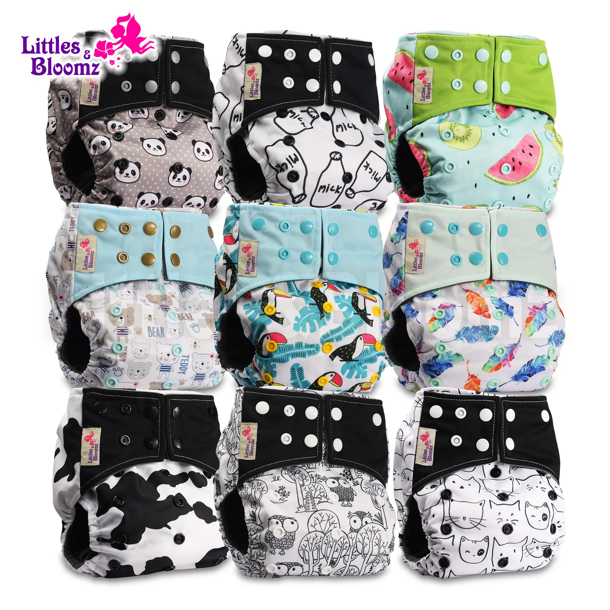 [ Littles и Bloomz ] 9 шт./компл. бамбуковый уголь моющиеся реальные тканевые карманные