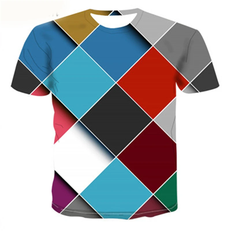 Футболка с геометрическим 3d принтом летняя повседневная футболка коротким