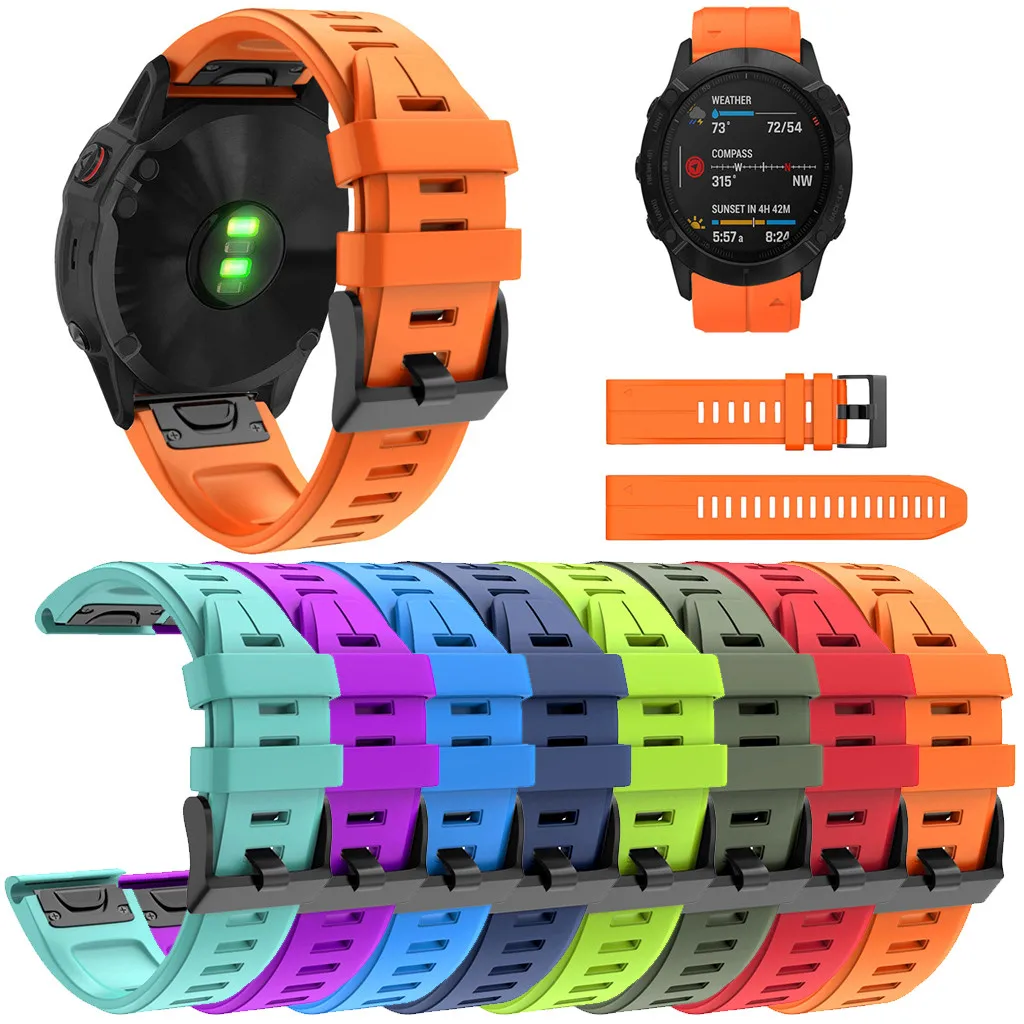 

Ремешок для наручных часов Garmin Fenix 6x / Fenix 6x Pro, силиконовый быстросъемный браслет, аксессуары для смарт-часов # LR2