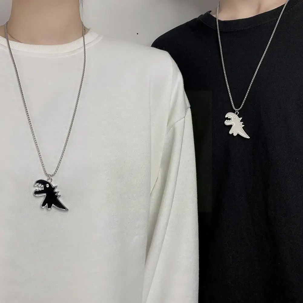 

Hip Hop Dinosaur Necklaces Black White Chunky Pendant Necklace For Women Dinosaur Cartoon Animal Summer Couple Jew J5r6