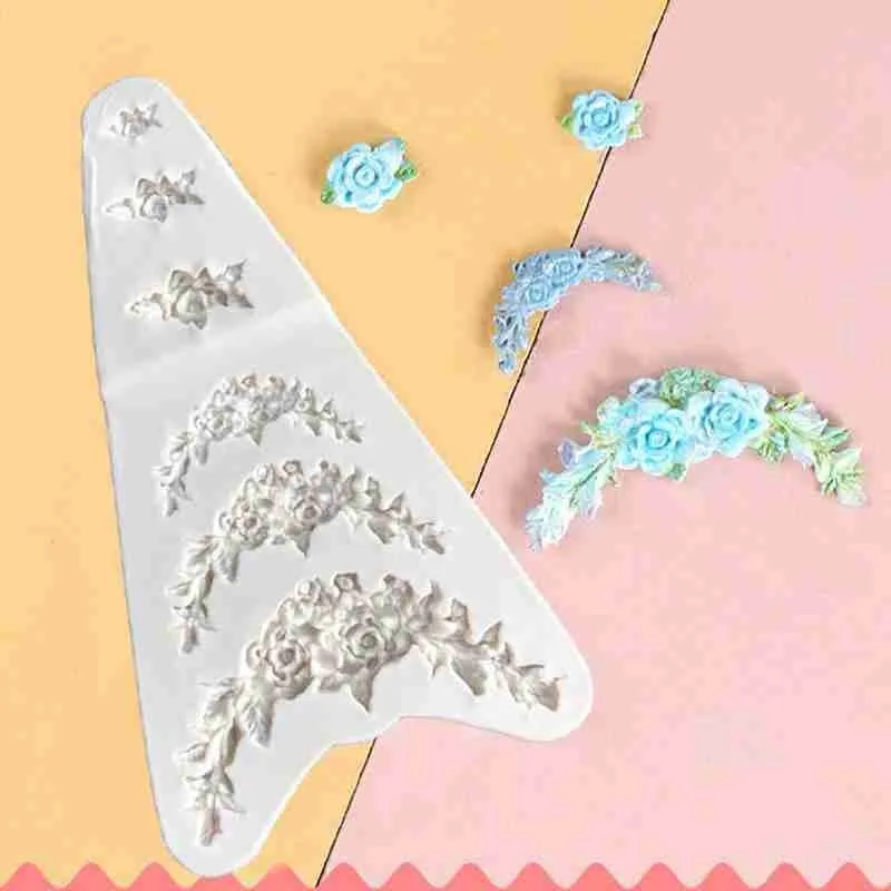 

Flower Silicone Mold Sugar Paste DIY Fondant Mold Chocolate Mold Cake Shaped Fence Cake Liquid Mold Cake Baking Tool Candy F4A6