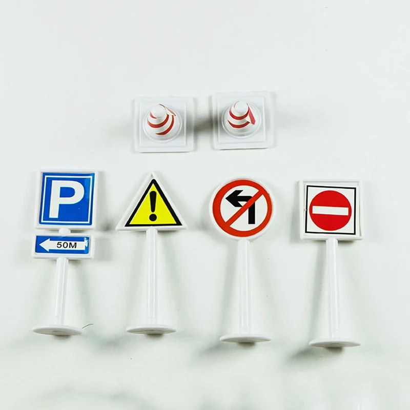 

Color Random Sign Road Car Toys Sign Roadblock DIY Model Scene Traffic Sign Toy Accessories Gift for Kids
