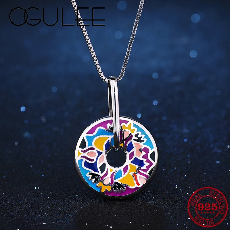 

Pendant Necklace Exquisite Oil Painting 2020 Fashion Luxury Jewelry For Women 925 Sterling Silver charms Party Colorful Enamel