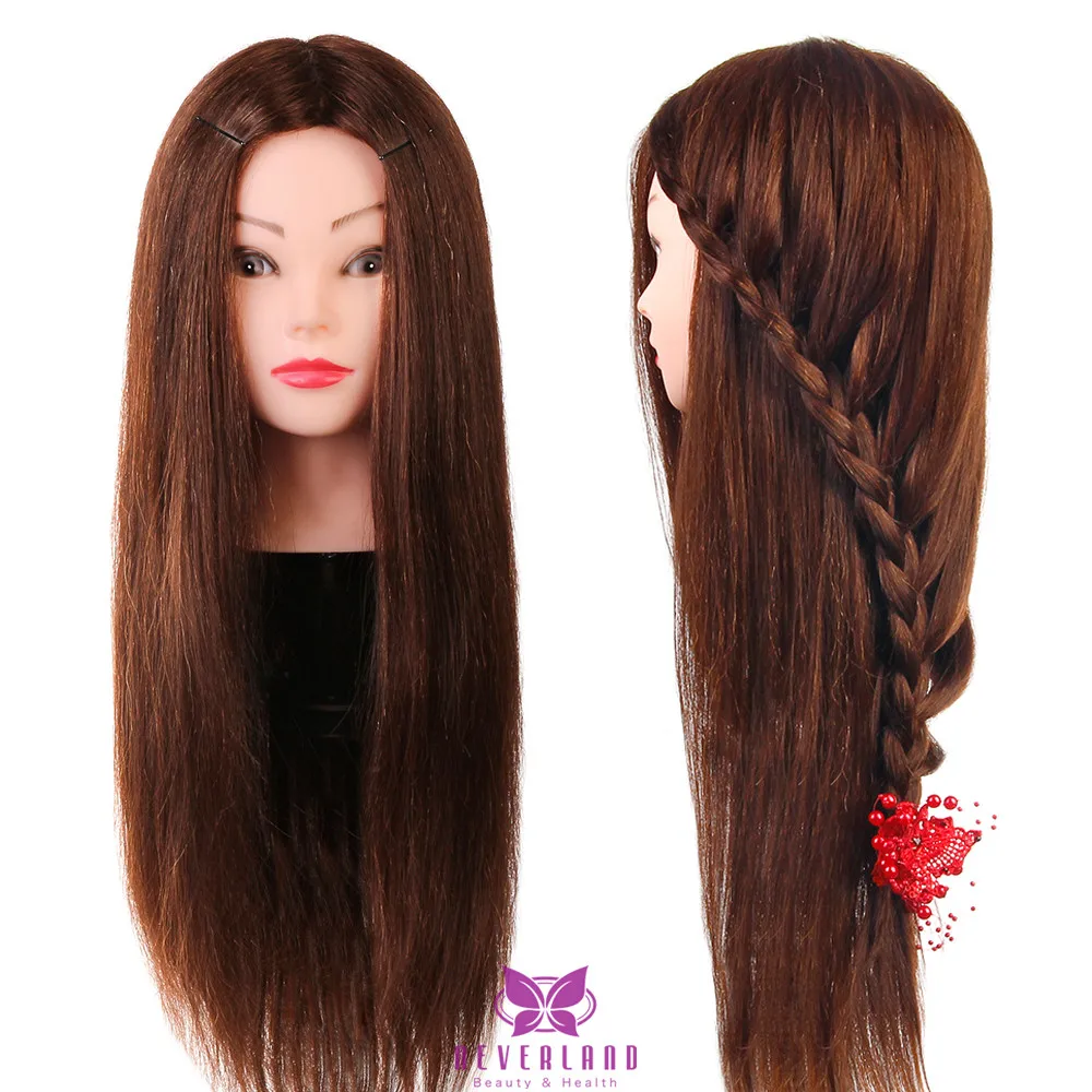 24'' Hairstyles Doll Hairdressing Mannequin Head 60% Real Hair Salon Design Braiding Model Manikin Training + Clamp Hairs  Дом и