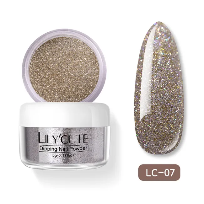 LC 07 LILYCUTE Dipping порошок для ногтей градиентный цвет ногтей Dip порошок для ногтей украшения для ногтей Блеск порошок погружение блестящие украшения - Цвет: LC 07