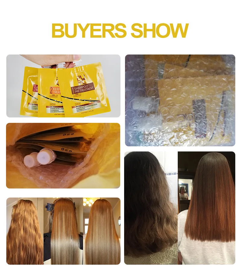 

PURC New Keratin Hair Treatment Repair Straighten Hair Repairs Frizzy Make Hair Soft Smooth Deep Repairs Keratin Hairs Care 3PCS