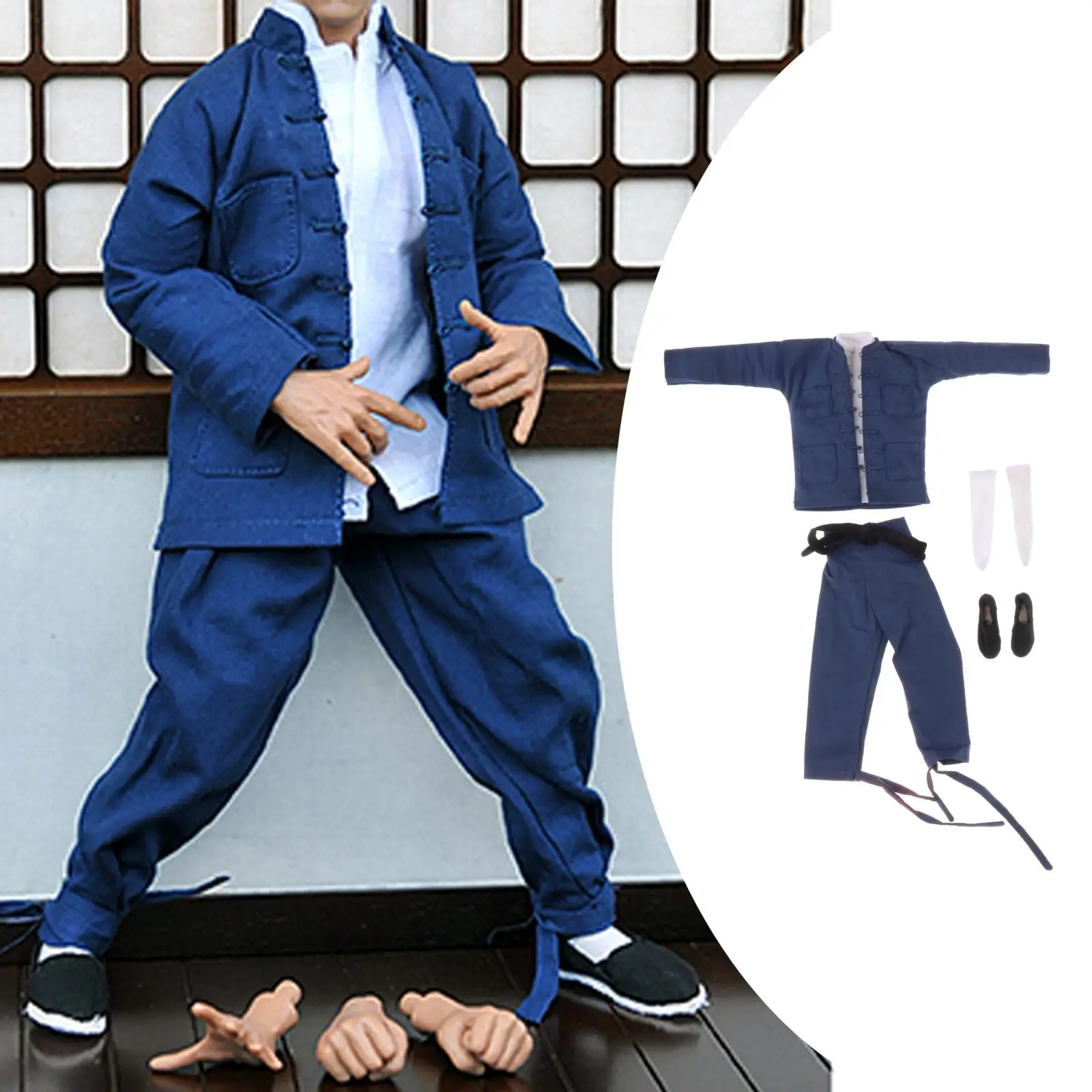 Handmade 1:6 Scale Bruce Chinese Kongfu Costum Clothes Set Tang Suit for 12 Inch Action Figure Soldier Men Accessories Parts | Игрушки и