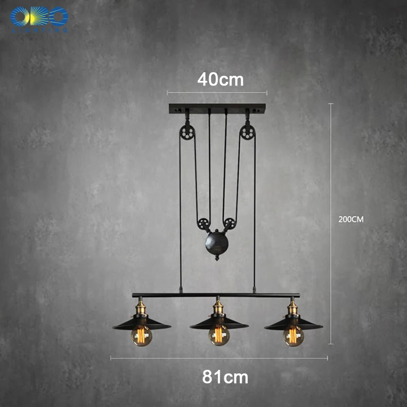 Винтажные железные подвесные светильники с 3 головками в американском стиле для