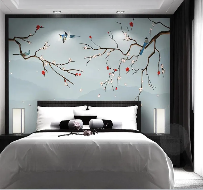 Настенные обои на заказ семейный фон для стены Новый китайский стиль цветы и