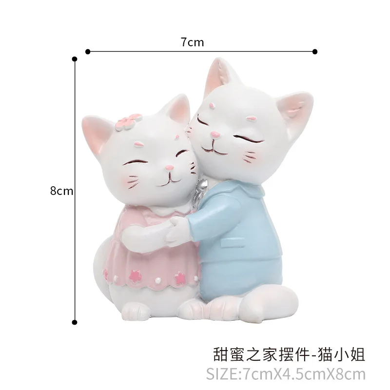

Resin Rabbit Warm Family Affection Ornaments Creative Cartoon Cat Set Up Bookcase Desktop Jewelry Home Decoration Home Decore