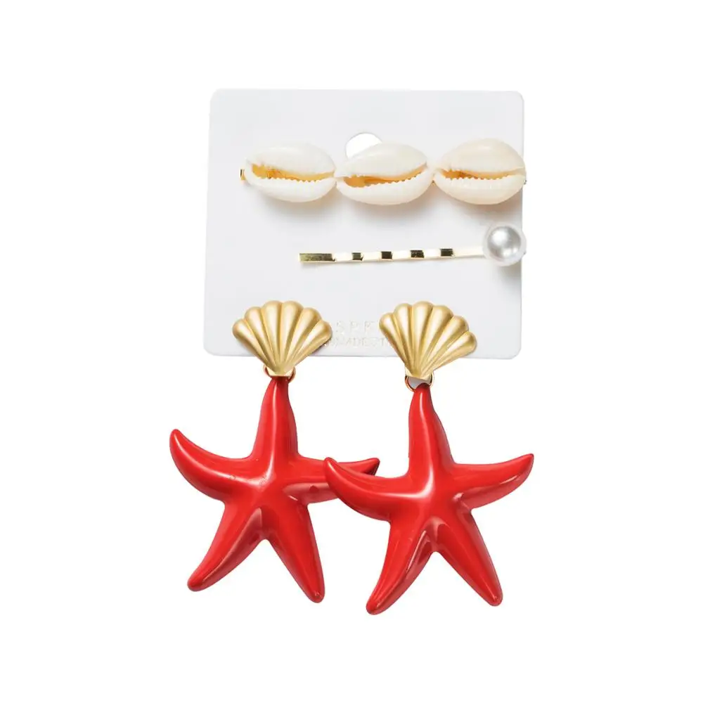 3 шт./компл. Модные женские серьги в виде капель с Симпатичные Морская звезда