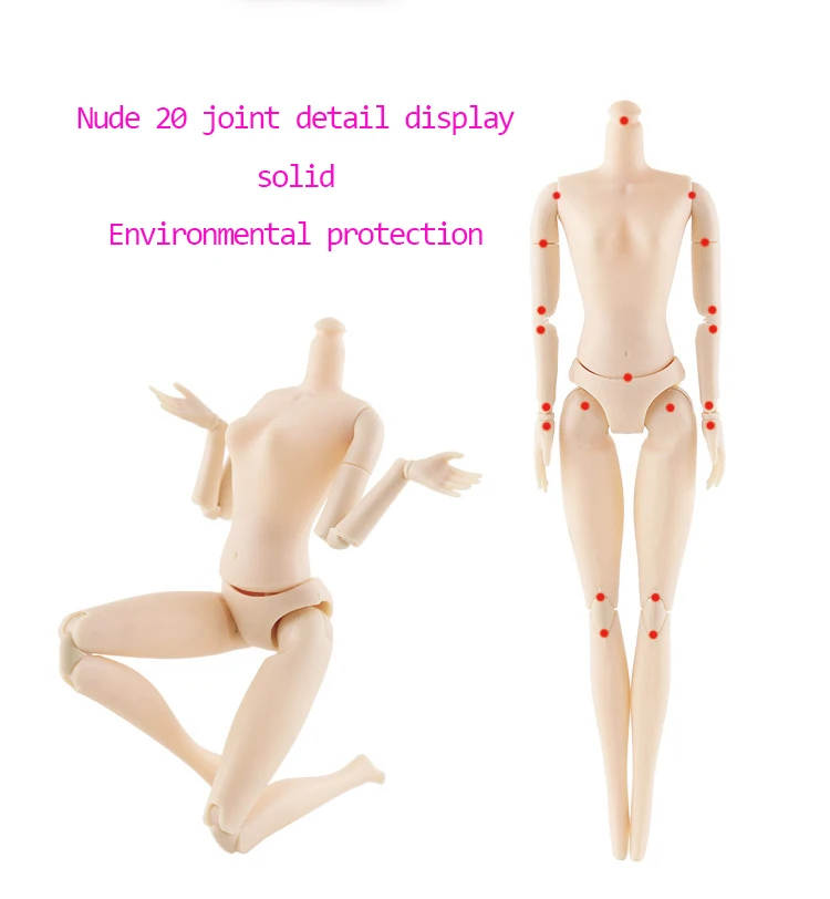 

30CM BJD Doll 20Movable Joints Cute Beautiful Medium Long Wig Universal Muscle Nude Doll 3D Eyes Realistic Dress Up Girl DIY Toy