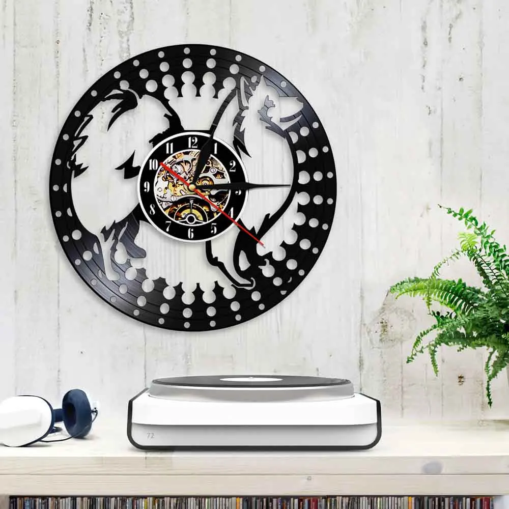 Японские Настенные часы с силуэтом шпица собака щенок животное виниловая