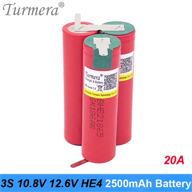 3S 10 8 V 12 6 литиевый аккумулятор 18650 HE2 2500mah 20A 35A ток разряда для отвертки и Shurik