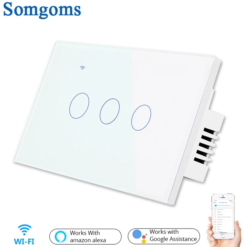 3 банды 1 2 пути стандарт США Wifi умные светильники настенный сенсорный