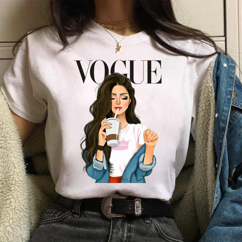 

ZOGANKIN Summer New Fashion Vogue Ladies Printed Women Tshirt Kawaii 90s Girls Shirts Female Black Short Sleeve Tops Tee