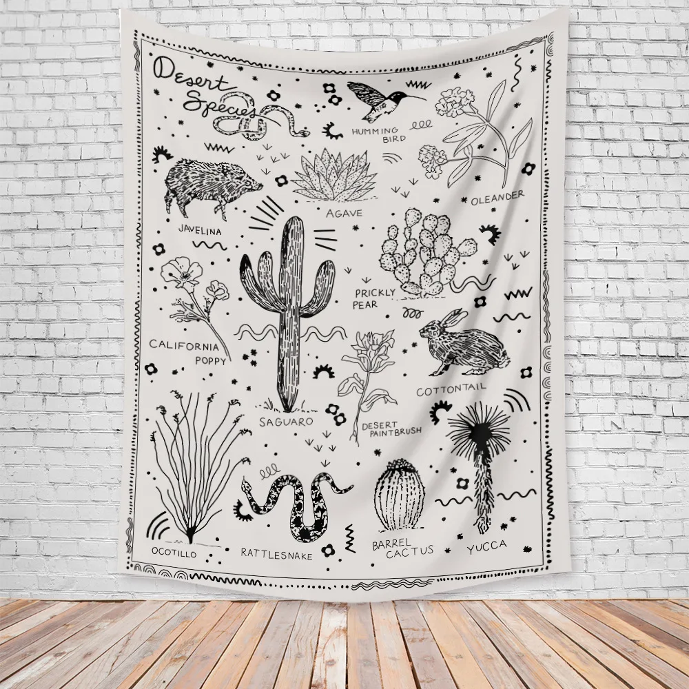 

Botanical Wildflower Tapestry Wall Hanging Flower Animal Reference Chart Hippie Psychedelic Bohemian Tapestries INS Home Decor