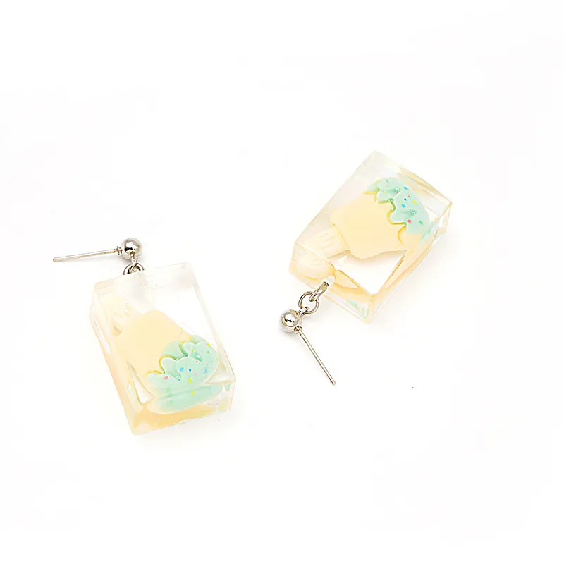 

1Pair Creative Drop Earrings Cute Ice Cream Artificial Fake Food Handmade Acrylic Earrings Jewelry For Woman Dangling Earrings