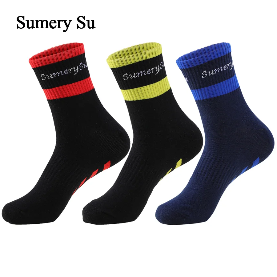 3 Pairs/Lot Mens Socks Running Long Colorful Thick Cotton Outdoor Breathable Climbing High Casual Sock Male Gift 5 Colors