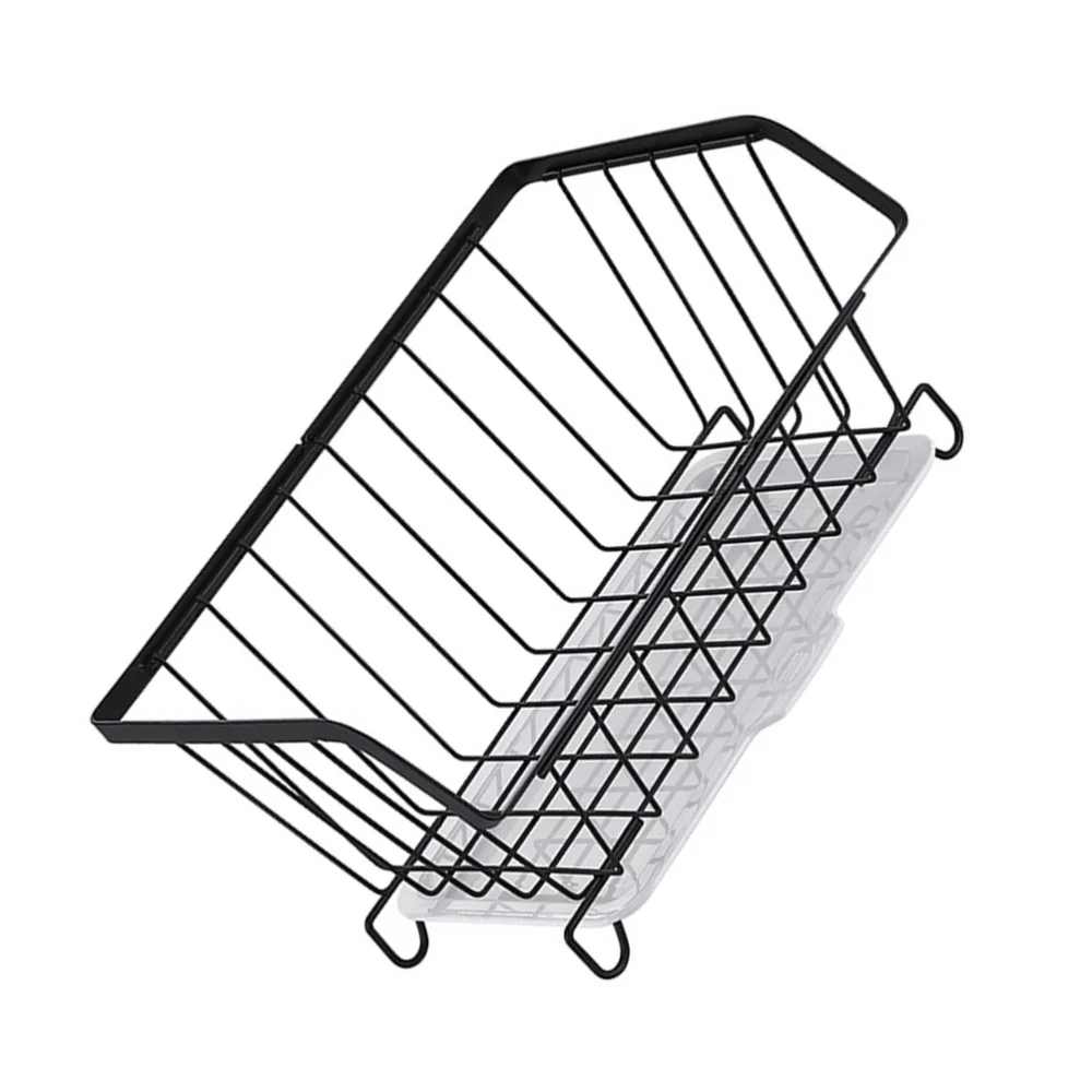 

1Pc Wall Mount Punch-free Iron Basket Practical Fruit Vegetable Basket (Black)