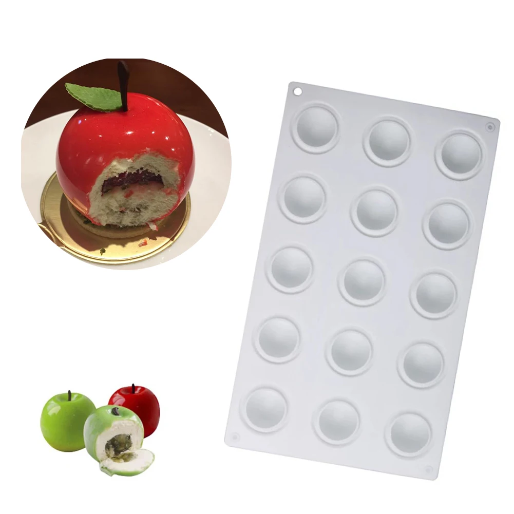 

1PC 15 Even Small Apple Mousse Sweet Cake Silicone Mold Baking Diy Cherry Fruit Mold Chocolate Molds Dessert Cake Decorating