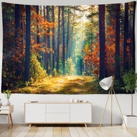 sunlight beautiful forest natural scenery tapestry wall hanging indian throw mandala hippie bedspread bohemian home decor