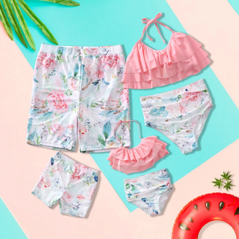 2020 одинаковые комплекты для семьи женский купальник мамы и дочки детский