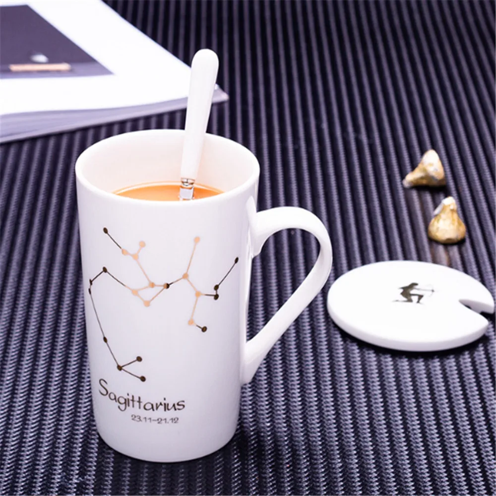 

Mugs Cup Mug 500ml Constellation Water Cup Coffee Thermos Water Bottle Mugs for Tea Ceramics Mug Couple Travel Cup Coffee Mug