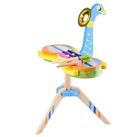 baby toys peacock drum kit children musical instruments wooden toys for kids xylophone toys hand on piano percussion