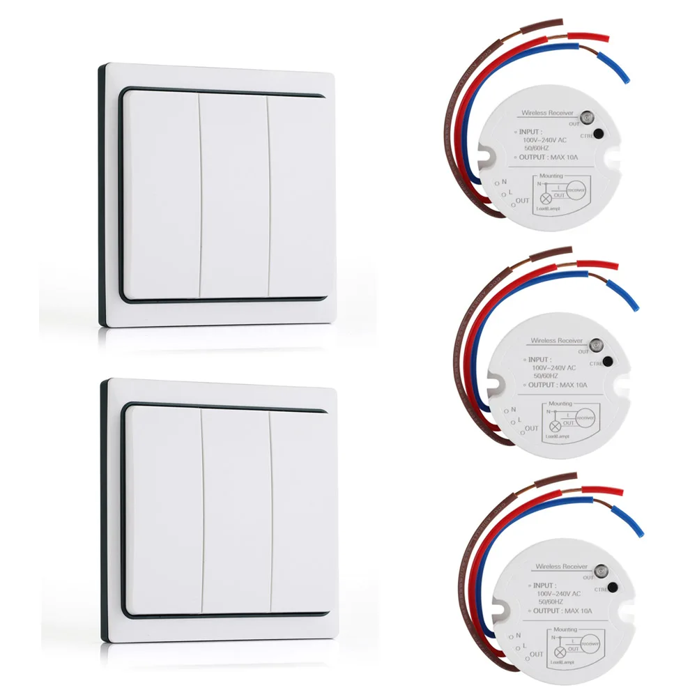2 RC and 3 Receiver QIACHIP беспроводной пульт дистанционного управления выключатель света комплект без необходимости батарея умный дом переключатель цифровой пульт дистанционного управления освещением AC 110 V-240 V - Цвет: 2 RC and 3 Receiver