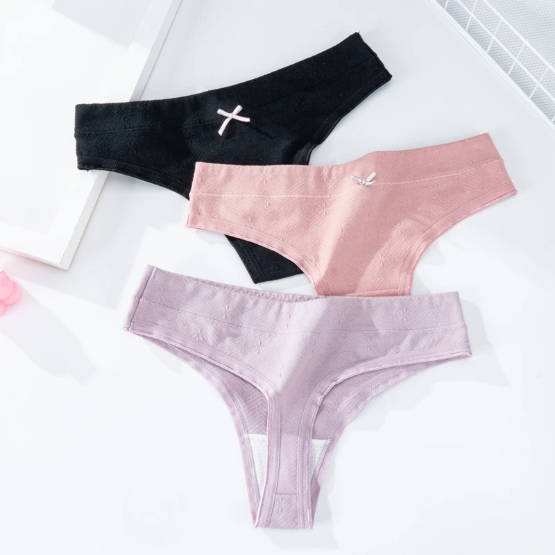 

Women's Cotton G-String Thong Panties String Simplicity Intimate Lingerie Ladies Low-Rise Comfortable Thongs T-back Underwear